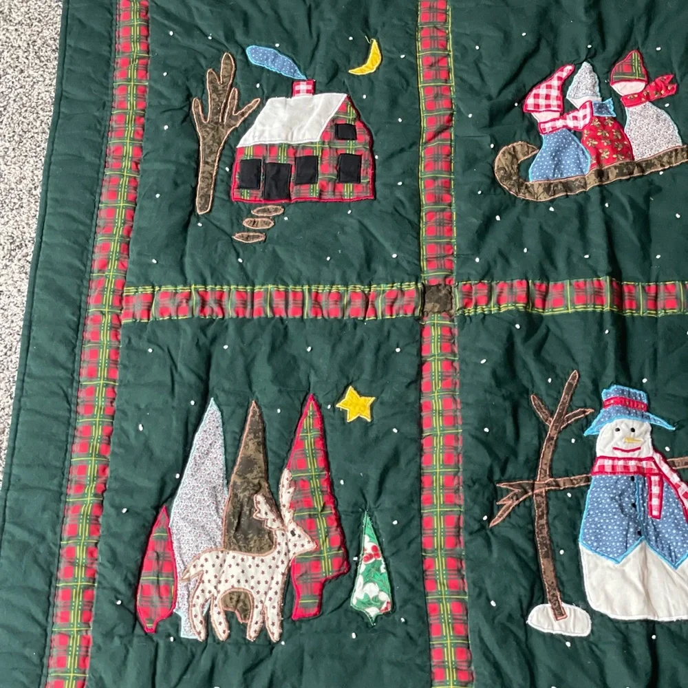Victorian Heart Company, Inc. Christmas Holiday Hand Stitched Quilt 57” by 46”